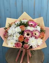Букет цветов из:  Розы, Герберы и Хризантемы в Таврово