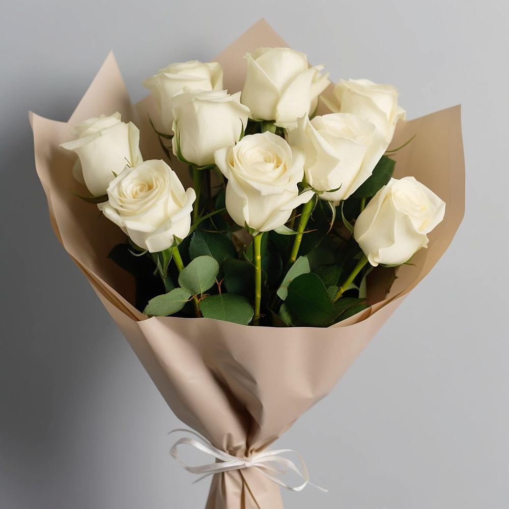 Букет 9 Белых роз Эдлесс Лав в Таврово