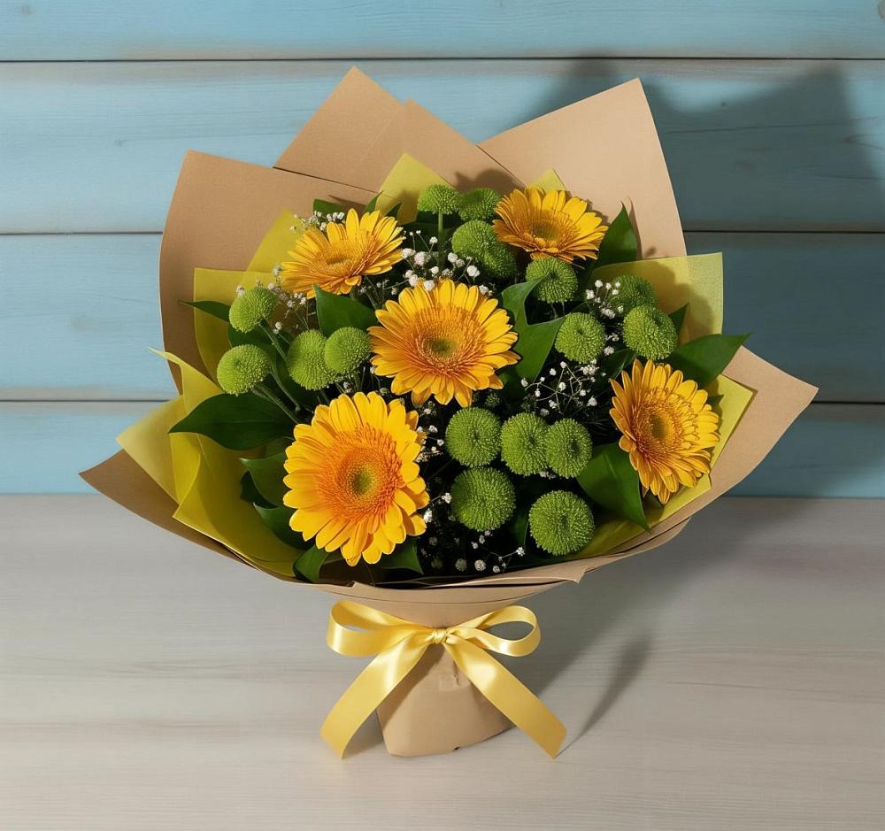 Букет цветов из: Герберы и Хризантемы в Таврово