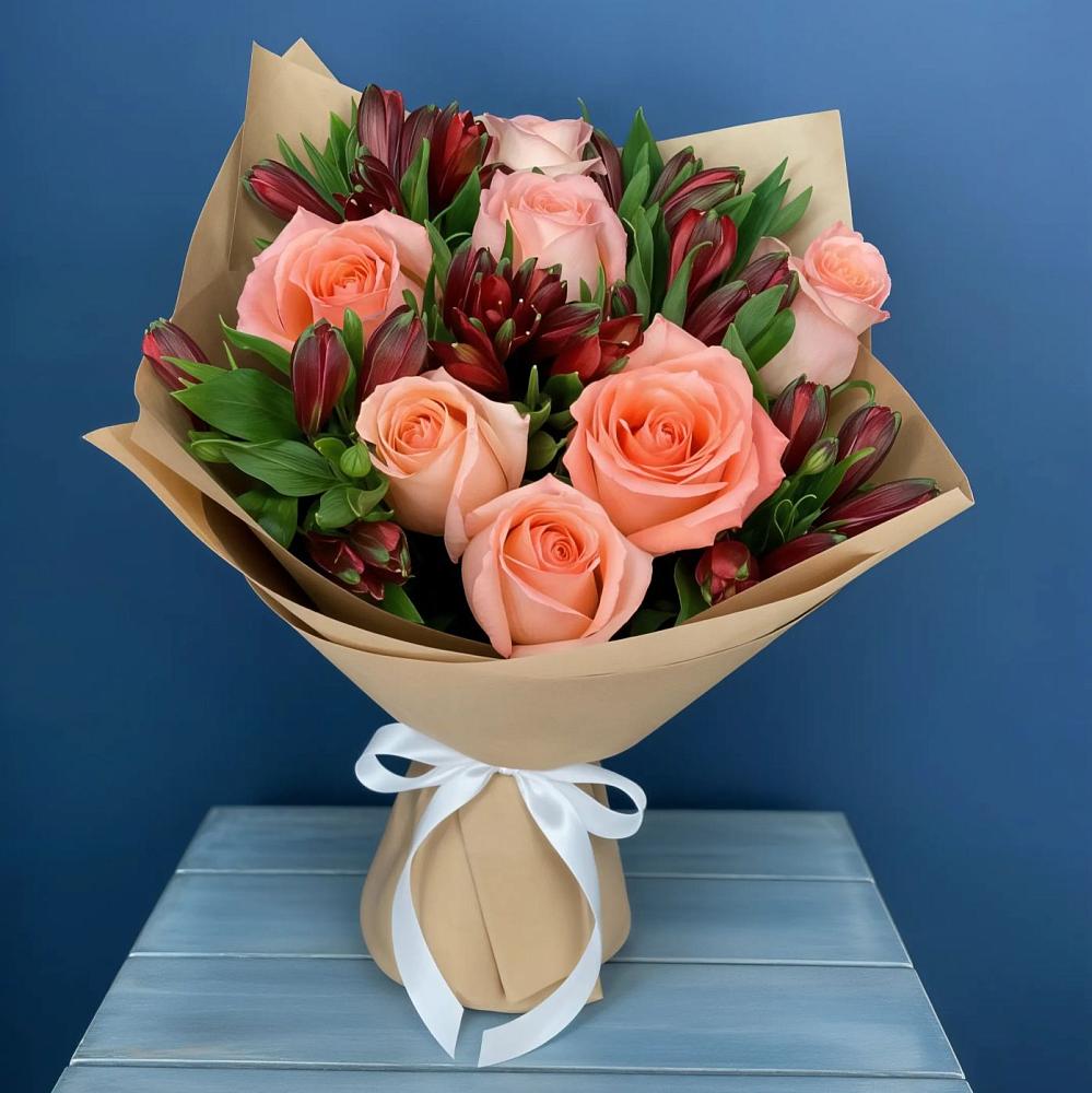 Букет цветов из: Розы и Альстромерии в Таврово