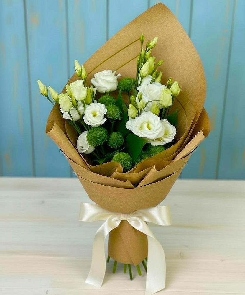 Букет цветов из: Хризантемы и Лизиантусы в Таврово