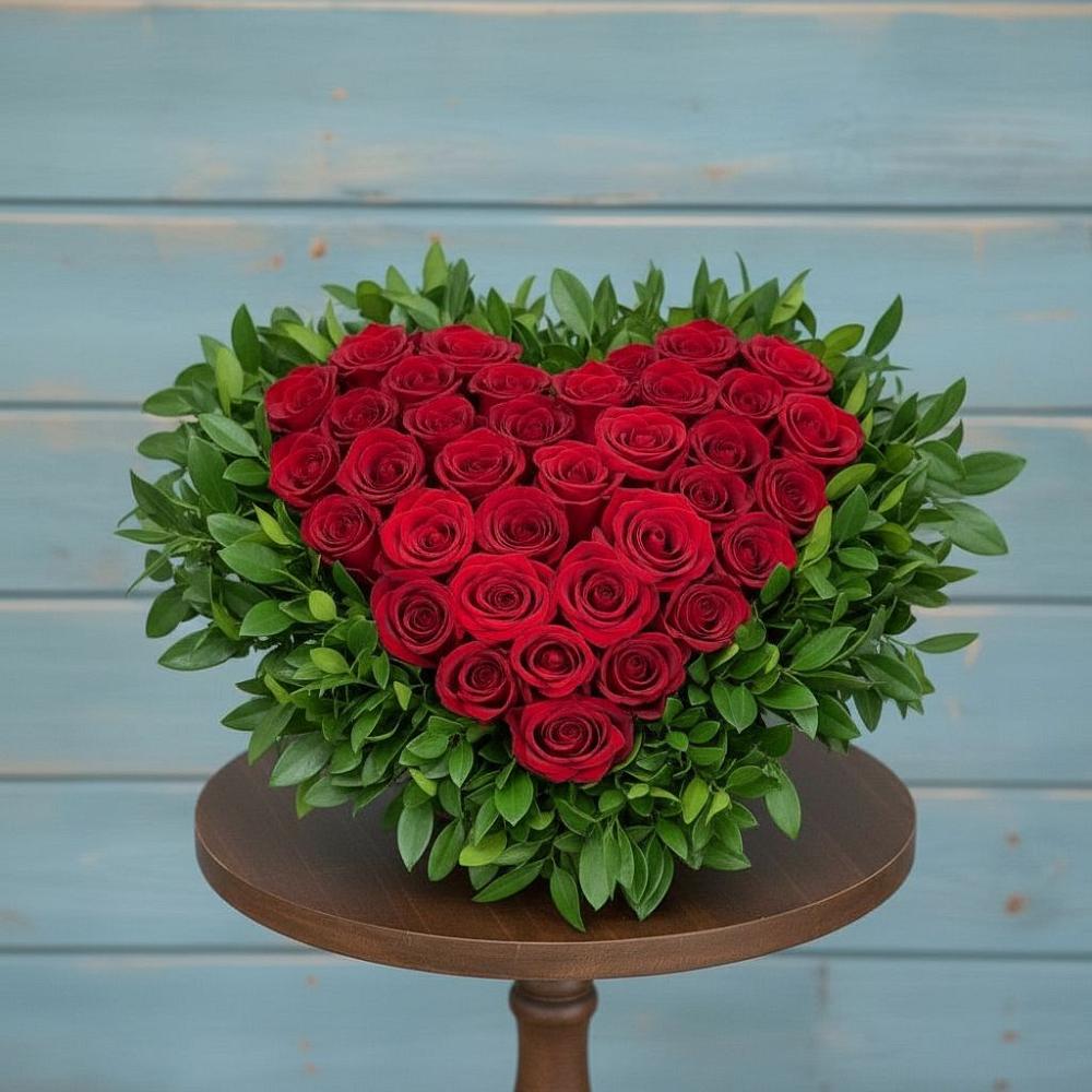 Цветочная композиция из Розы в виде сердца в Таврово