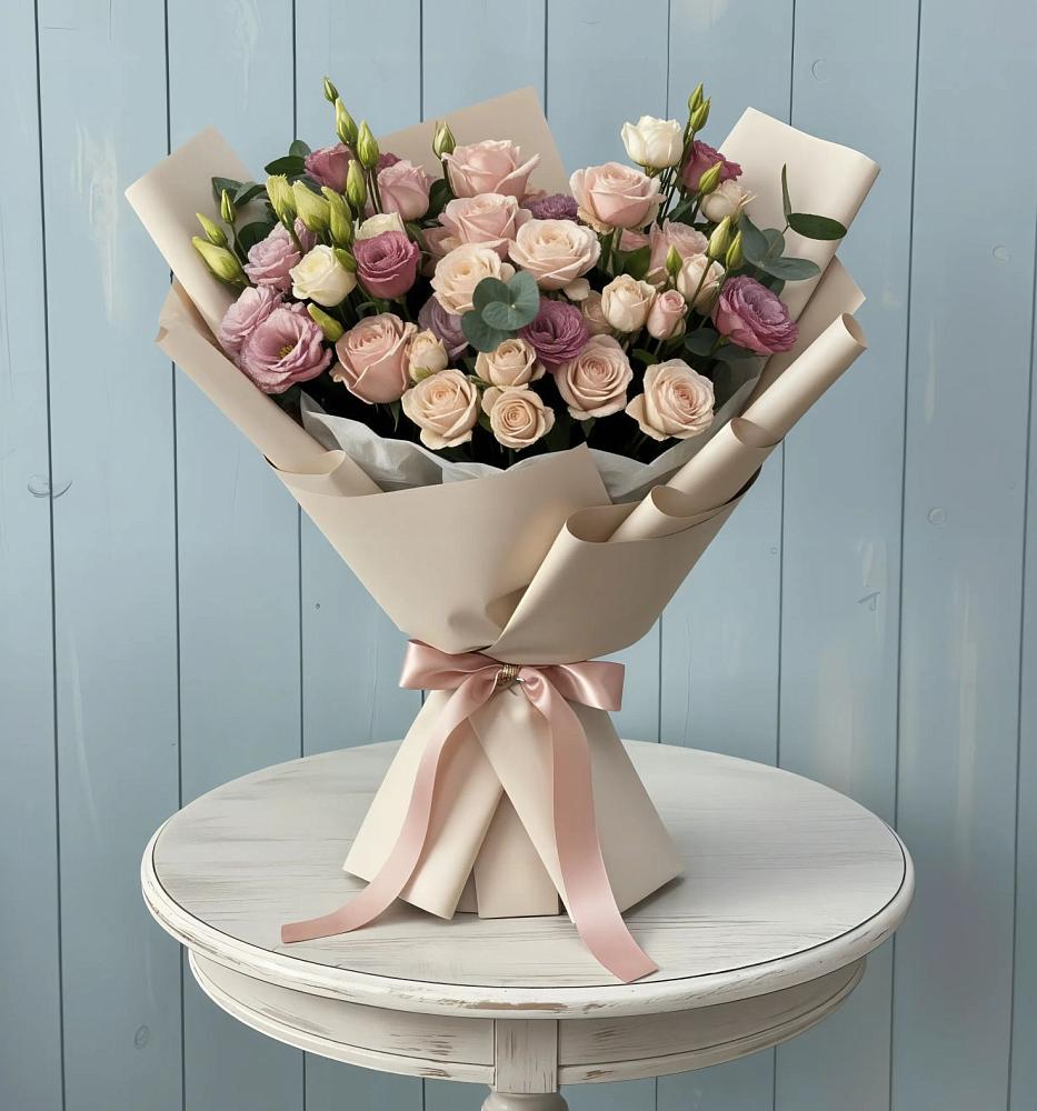 Букет цветов из: Розы и Лизиантусы в Таврово