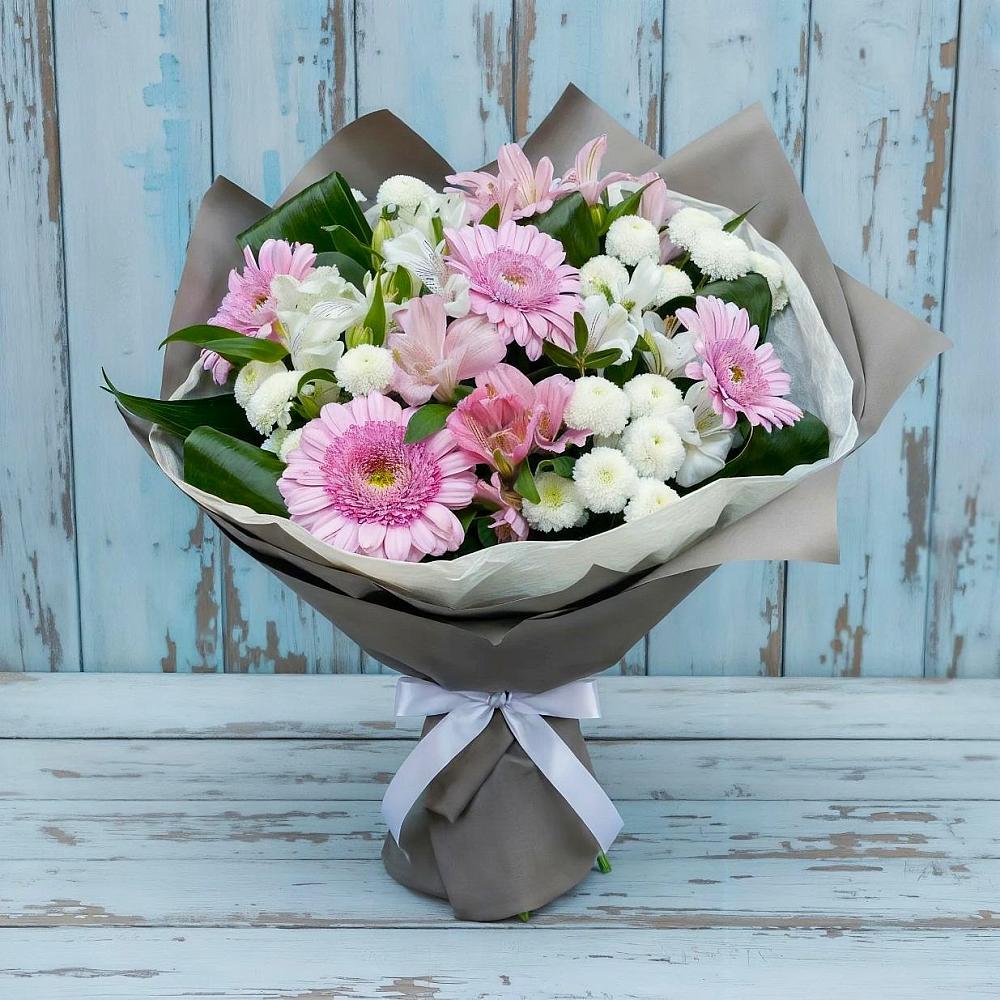 Букет цветов из: Герберы, Альстромерии и Хризантемы в Таврово